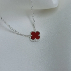 Conjunto Cadena + Dije - Tipo Vancleef  Rojo