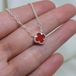 Conjunto Cadena + Dije - Tipo Vancleef  Rojo