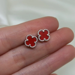 Aros pasantes Tipo Vancleef rojo - Modelo N� 15