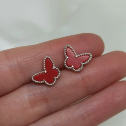 Aros pasantes Tipo Vancleef rojo - Modelo N� 17