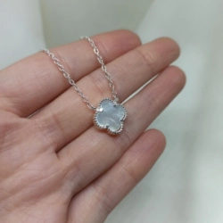 Conjunto Cadena + Dije - Tipo Vancleef  Blanco grande