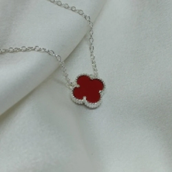 Conjunto Cadena + Dije - Tipo Vancleef  Rojo grande