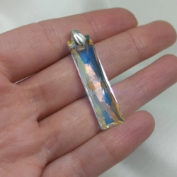 Dije Rect�ngulo Cristal  - Boreal Blue