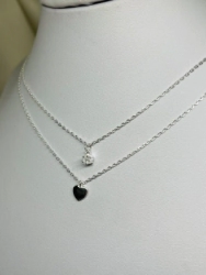 Conjunto Cadena Doble + Dijes - coraz�n y cubic