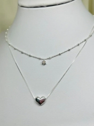 Conjunto Cadena Doble + Dijes - coraz�n y cubic