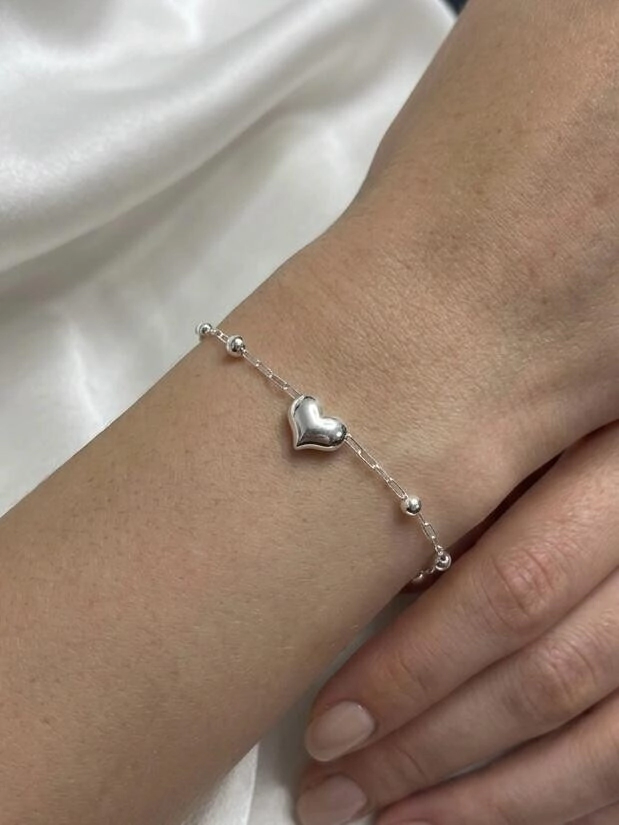 Pulsera forcet - coraz�n y bolitas